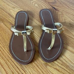 Tory Burch gold bow sandal